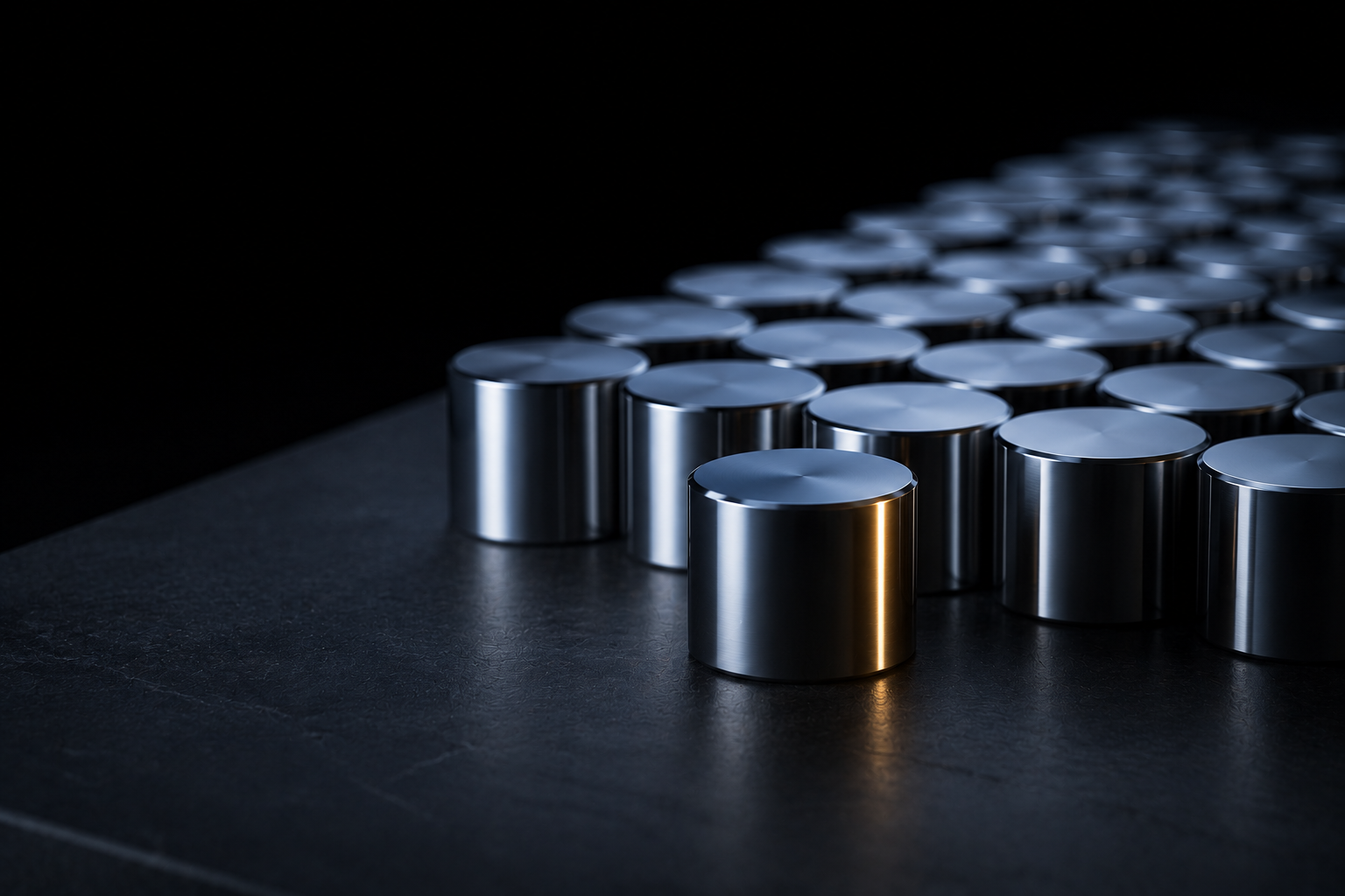 A matte dark payment card on brushed metal, a thin warm line of light along its edge