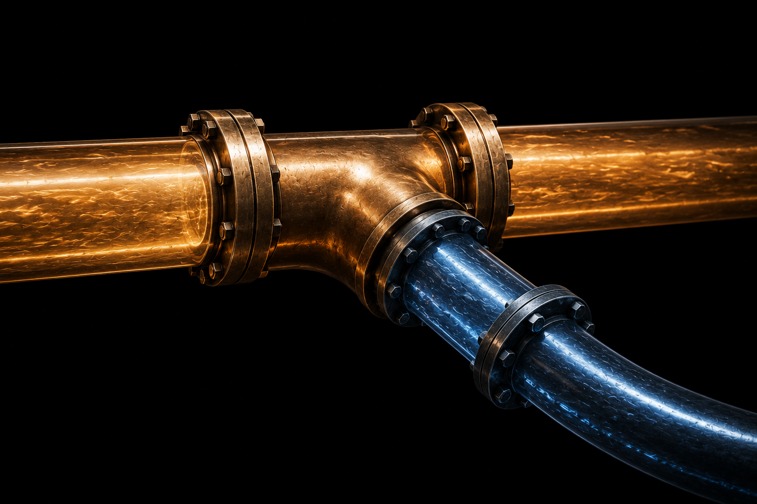 A steel pipe with a diverter drawing part of the flow into a narrower side channel